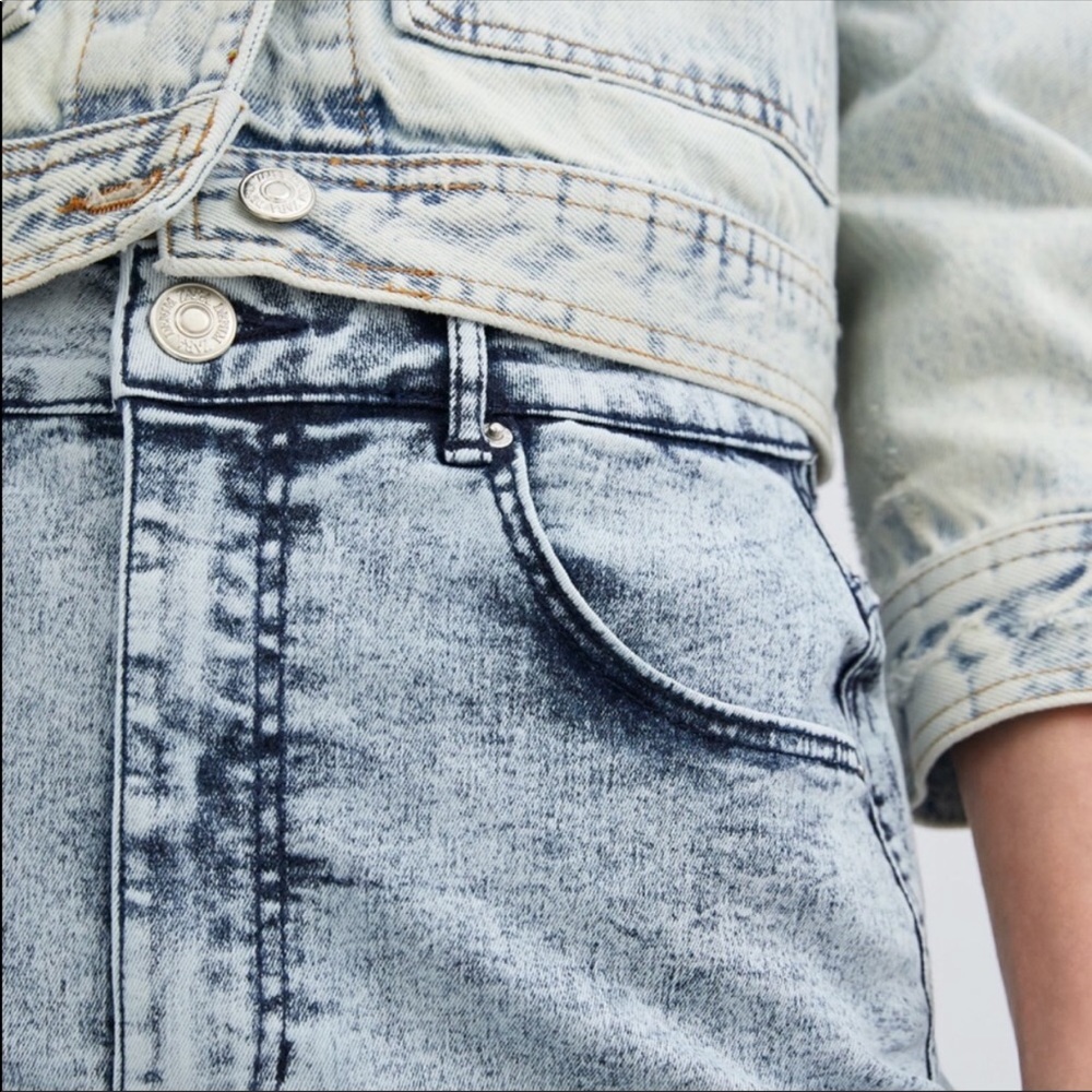 NWT’s Denim Washed Effect Mini Zara Skirt Medium M - Picture 3 of 7